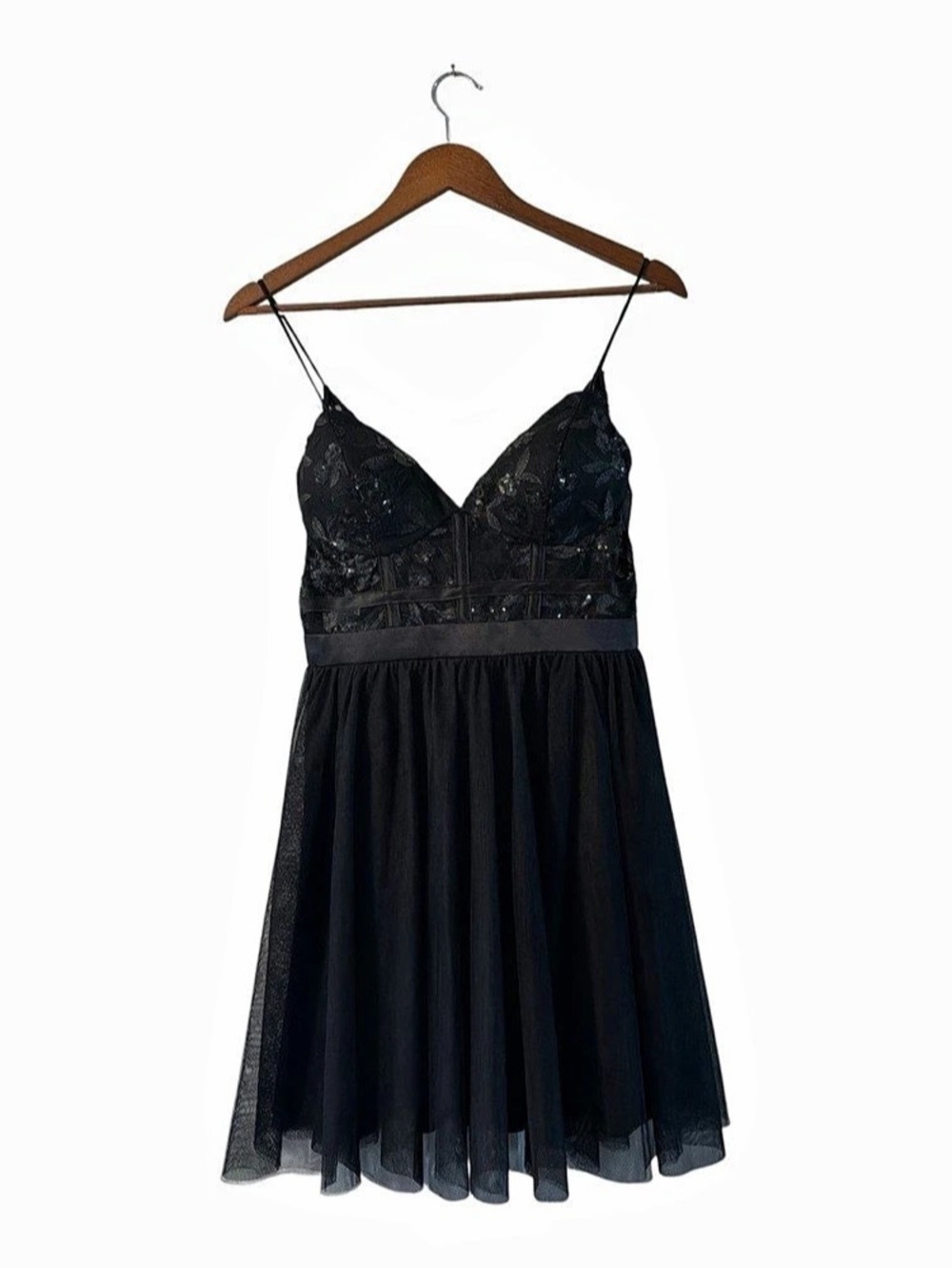 Whimsygoth Blondie Nites Black Sequin Mesh Fit Flare Dress 5 Gothic Romantic